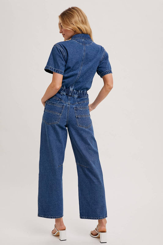 Denim Button Front Jumpsuit