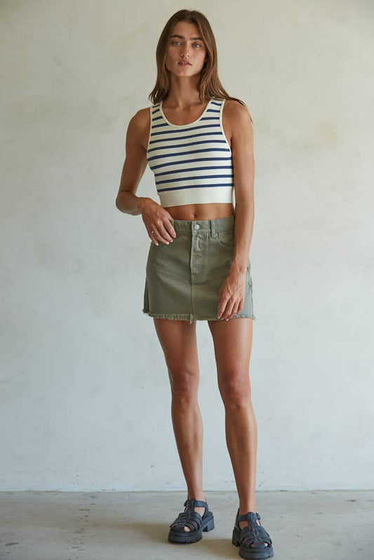 Fray Denim Mini Skirt