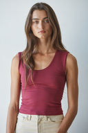 Ava Double-Layer Top - Cabernet Red