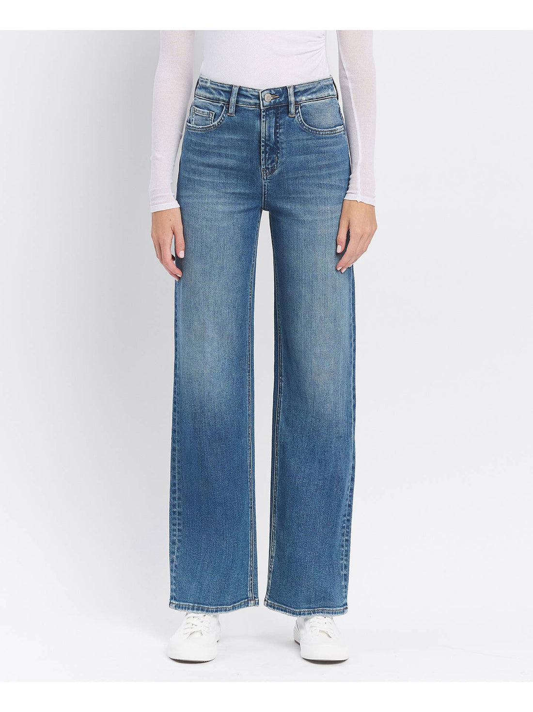 Super High Rise Medium Dark Wash Wide Leg