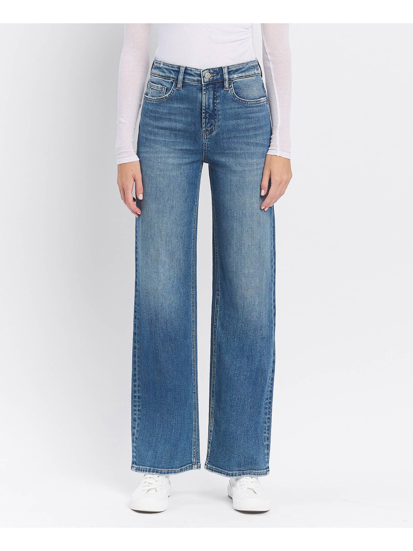 Super High Rise Medium Dark Wash Wide Leg