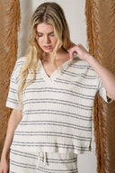 Marla Striped Collared Knit Top