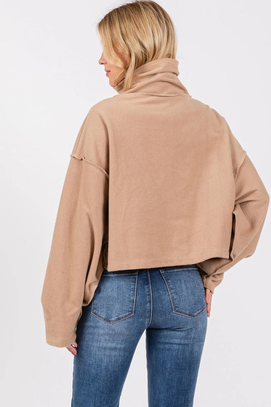 French Terry Snap Front Henley Top