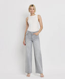 HIGH RISE LIGHT GREY WIDE LEG JEANS