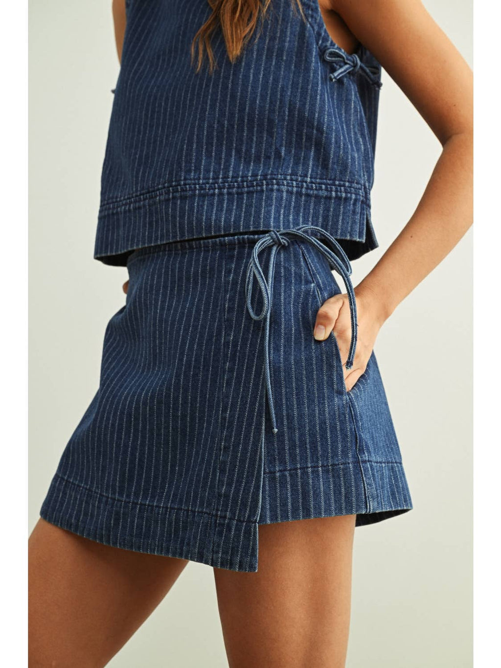 Pinstripe Denim Skort