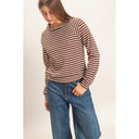 Raglan Striped Waffle Knit Top