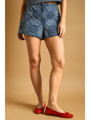 Marli denim embroidered shorts
