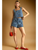 Marli denim embroidered top