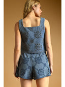 Marli denim embroidered top
