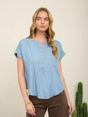 Destyn Denim Ruched Top