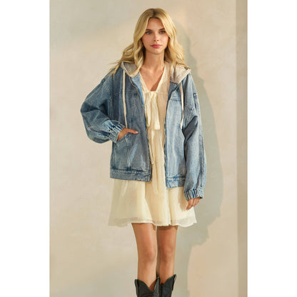 Sweater Hooded Denim Jacket