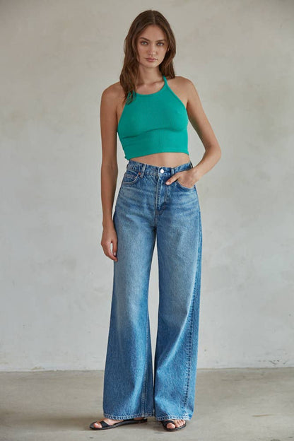 High Quality Seamless Sleeveless Halter Neck Top