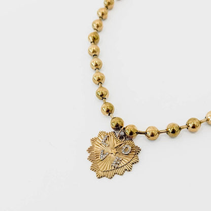 Sunburst Heart Love Pendant Necklace