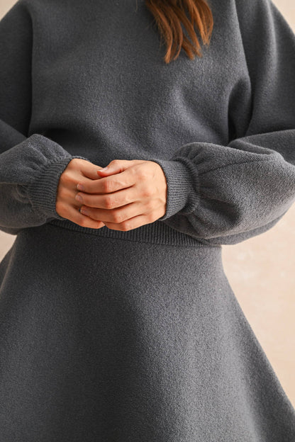 BALLON SLEEVE SWEATER DRESS