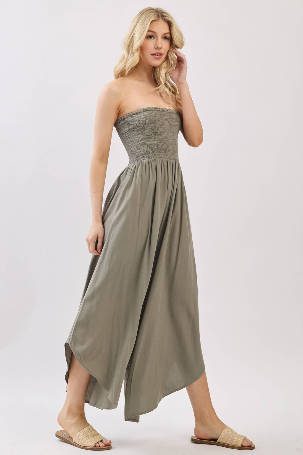 Serenity Smocked Strapless Jumpsuit