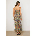 Tropical Cutout Smocked Maxi Dress