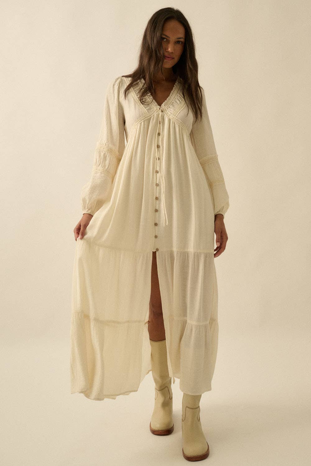 Tibby Button-Front Maxi Dress