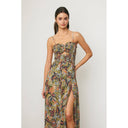 Tropical Cutout Smocked Maxi Dress