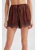 Serena Espresso Satin Lace Shorts