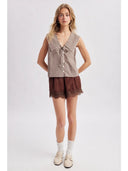 Serena Espresso Satin Lace Shorts