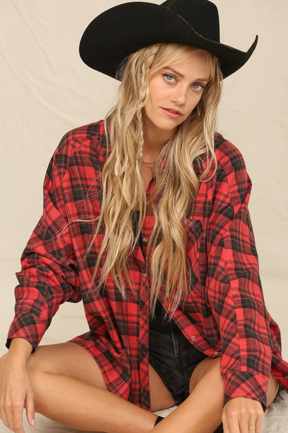 Plaid Button Down Oversized Shirt