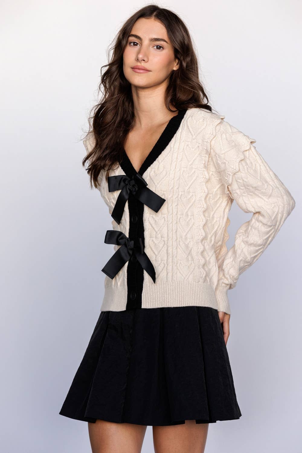 Bow's Cable Knit Cardigan