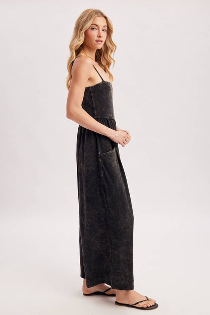 Washed Spaghetti strap wide leg jumpsuit