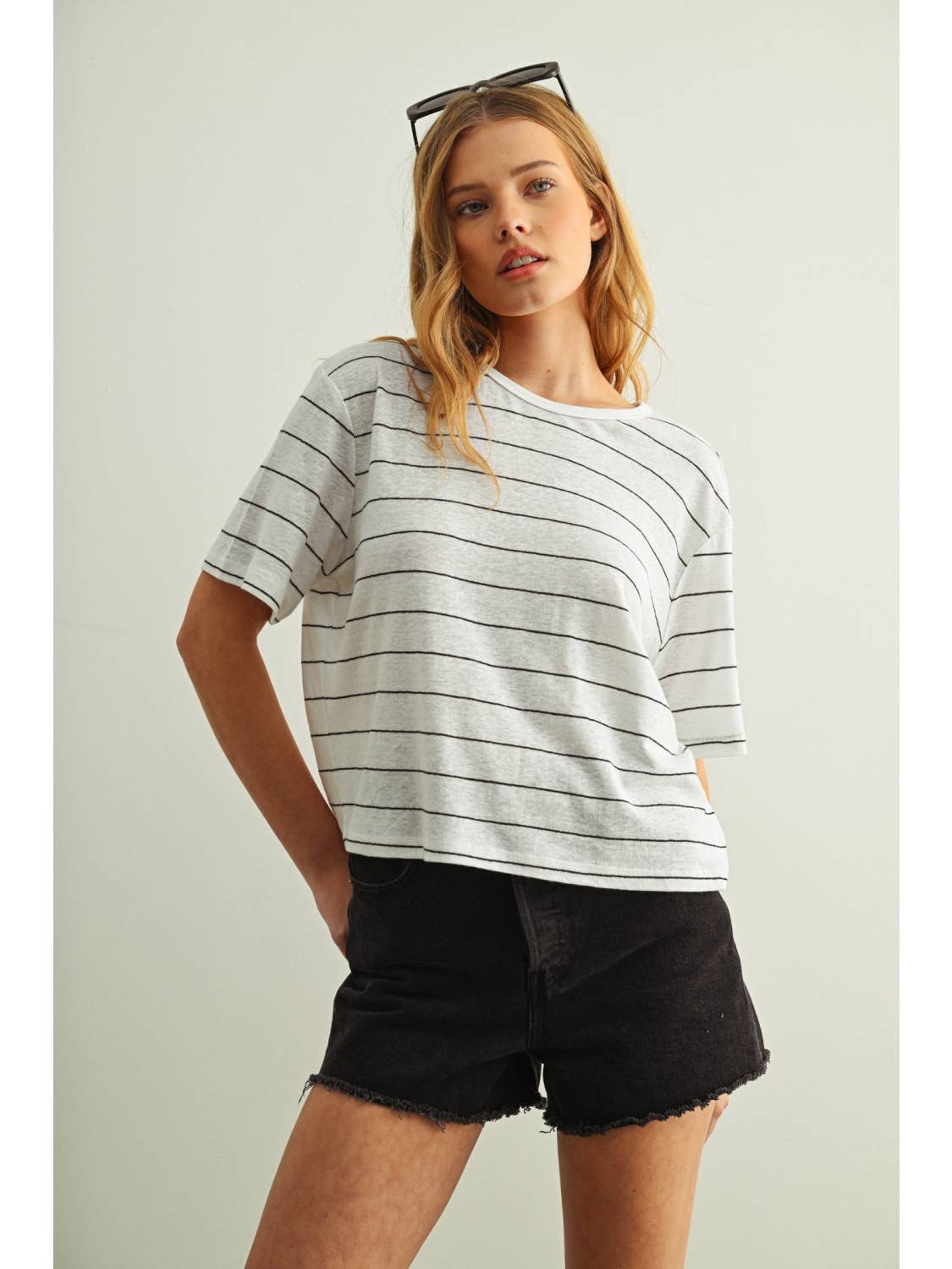 Stripe Cotton Linen Top