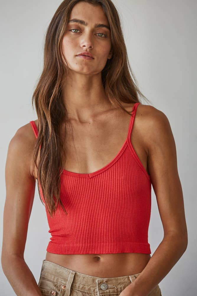 Knit Ribbed Seamless UV Neck Brami