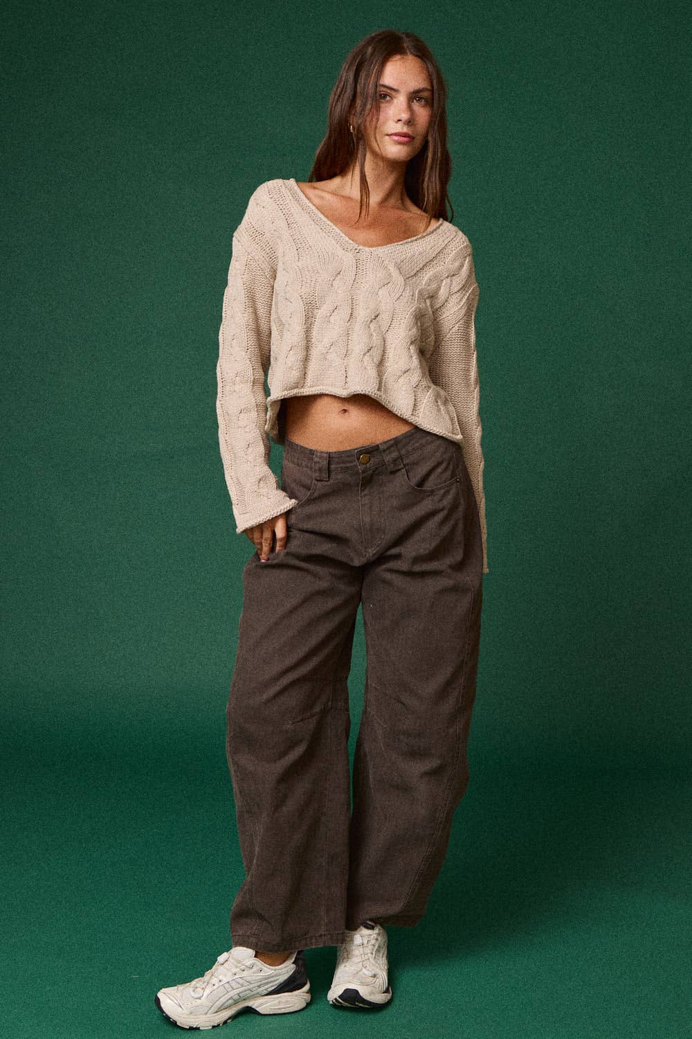 Cable Knit Cropped Sweater