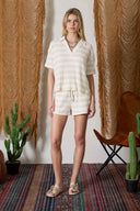 Marla Striped Collared Knit Top