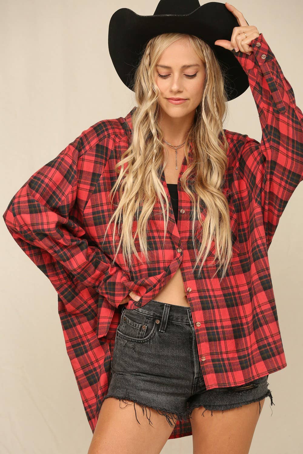 Plaid Button Down Oversized Shirt