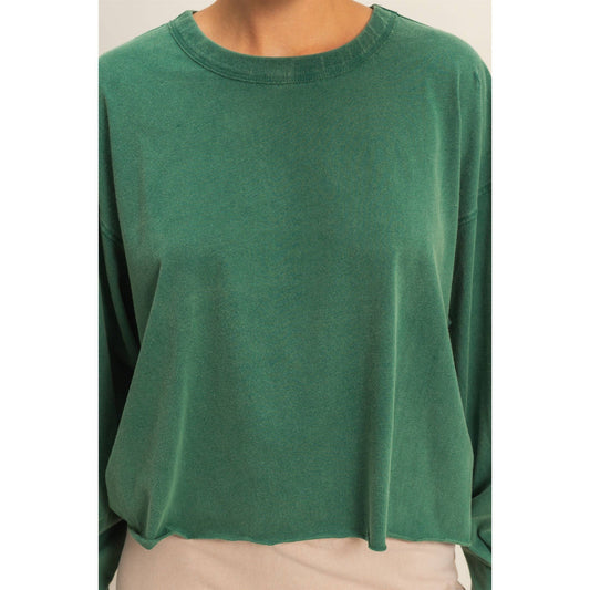 Washed Oversized Long Sleeve Top