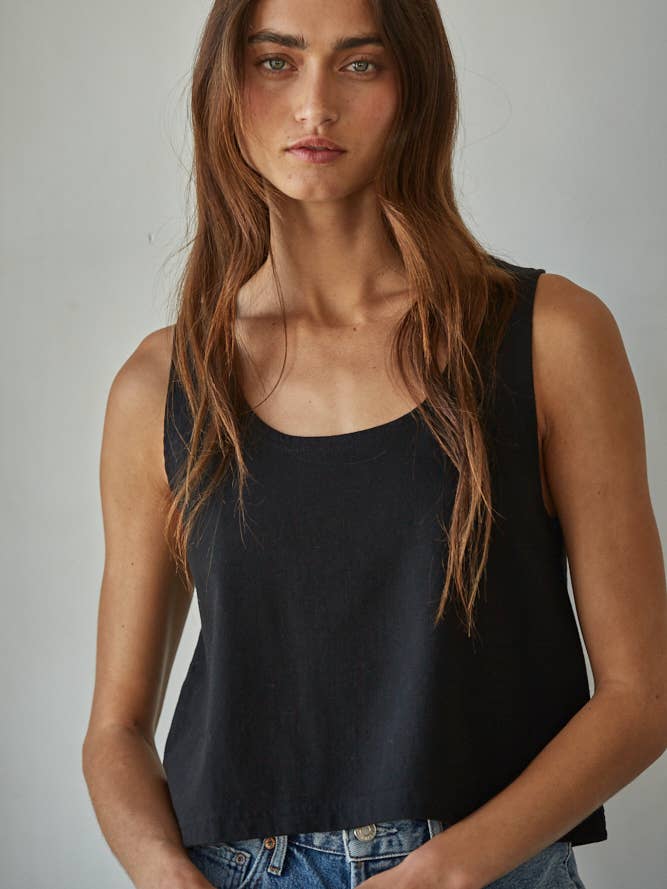 Knit Cotton Scoop Neck Sleeveless Tank Top