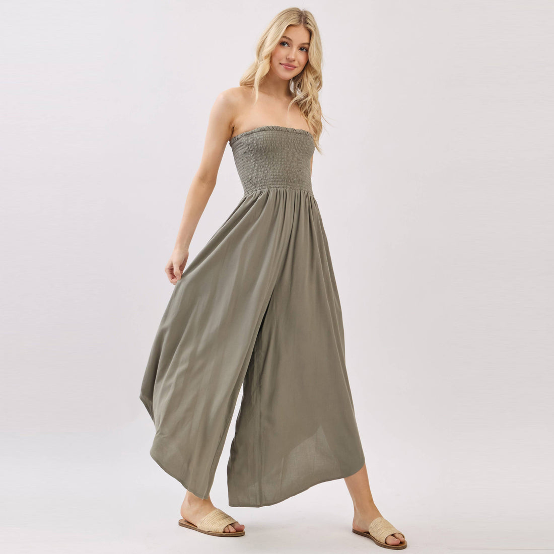 Serenity Smocked Strapless Jumpsuit