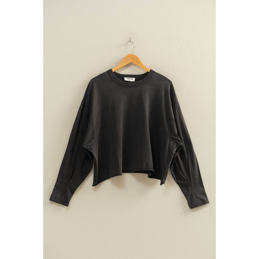 Washed Oversized Long Sleeve Top