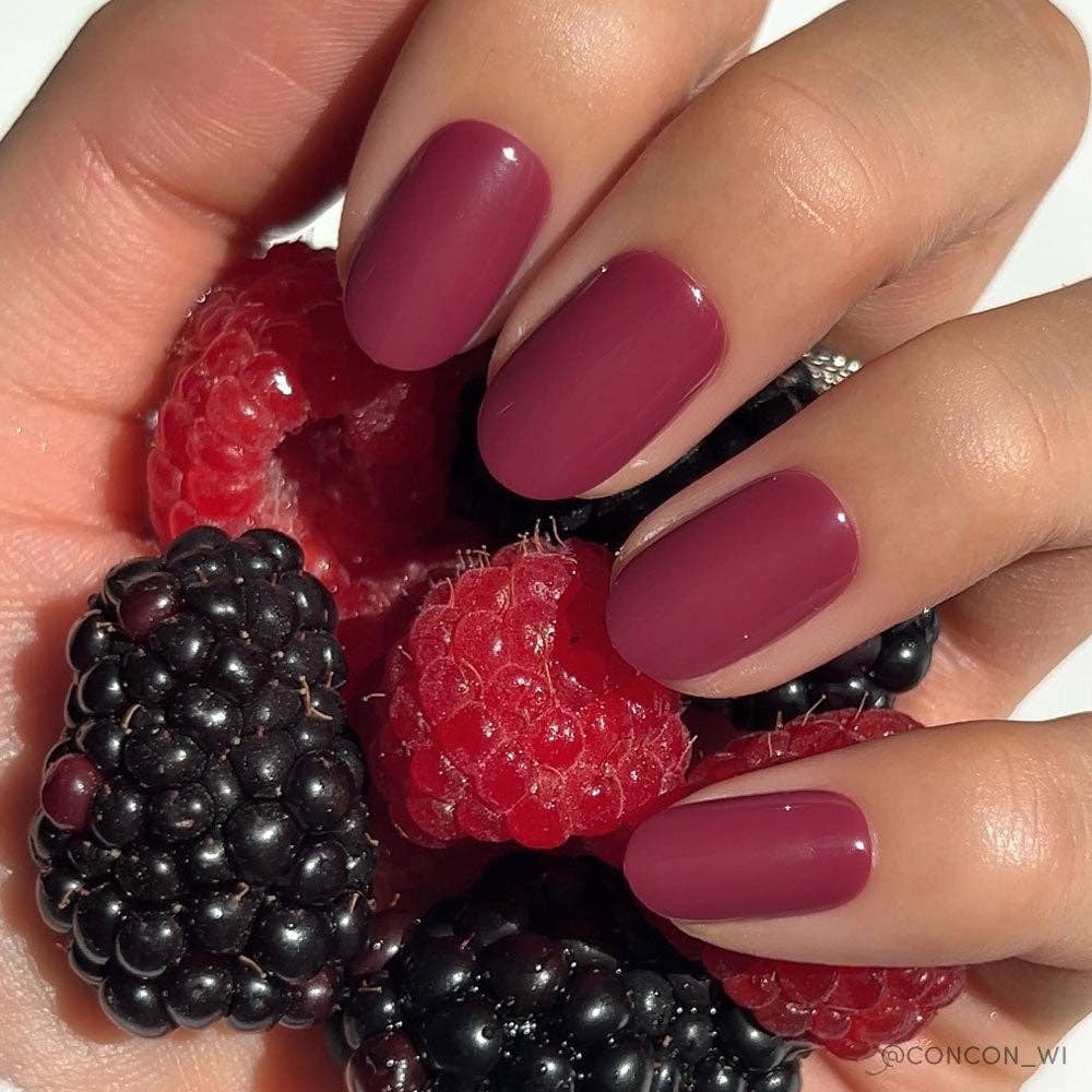 Berry Maroon Press-On Nails | Fall Solids | Short Round