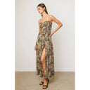 Tropical Cutout Smocked Maxi Dress