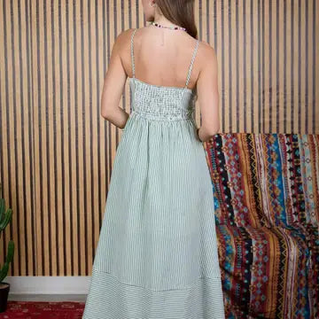 lena striped midi dress