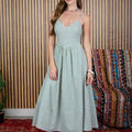 lena striped midi dress
