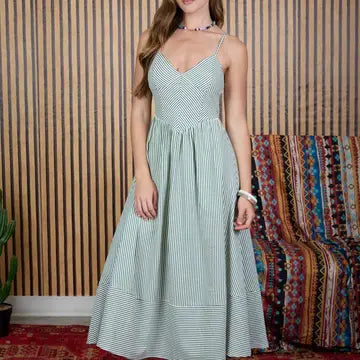 lena striped midi dress