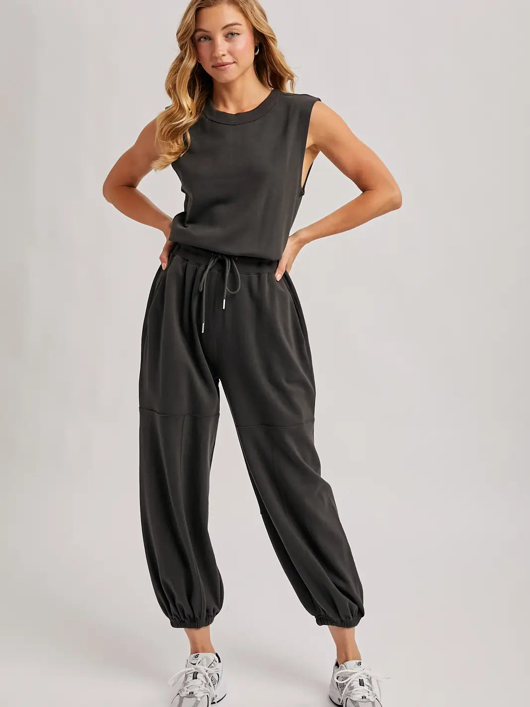 Brenna Sleeveless Drawstring Jumpsuit