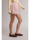 Serena Pink Satin Lace Shorts