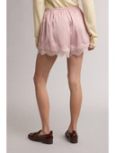 Serena Pink Satin Lace Shorts