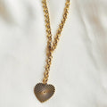 Rachel Heart Pendant Rolo Chain Necklace