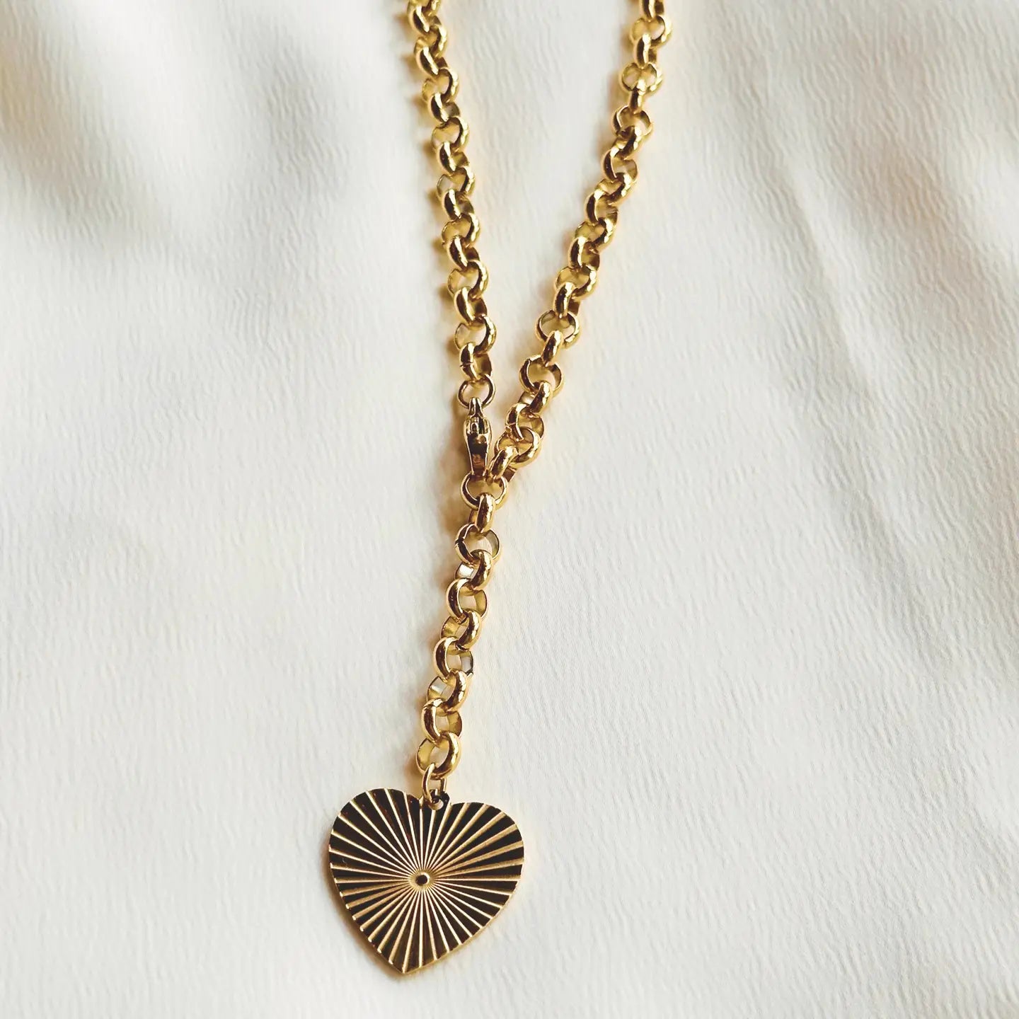 Rachel Heart Pendant Rolo Chain Necklace