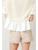 Striped Cotton Ruffle Shorts