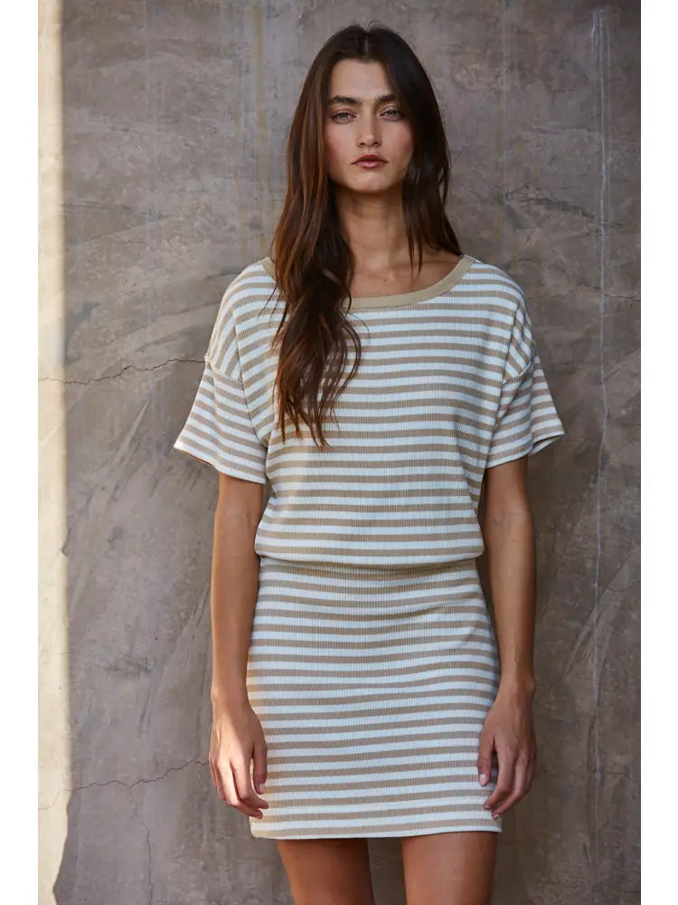 Sadie Striped Ribbed Mini Dress