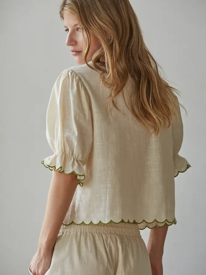 Collins Embroidered Tie Blouse