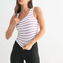 Striped Ribbed Built in Bra Tank
